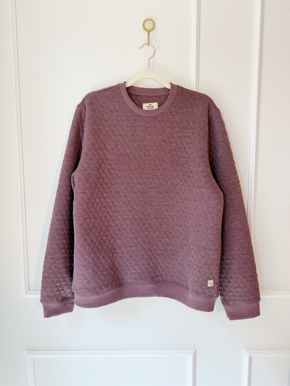 Marine Layer Men's Burgundy Quilted Pullover Sweater Size L
